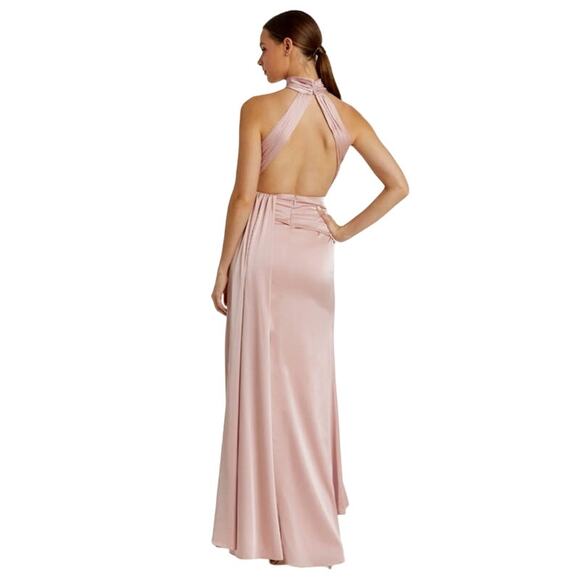 MAC DUGGAL Dress Size 12 Evening Gown Pink Open Back NEW High Neck Side Ruched - Picture 2 of 8